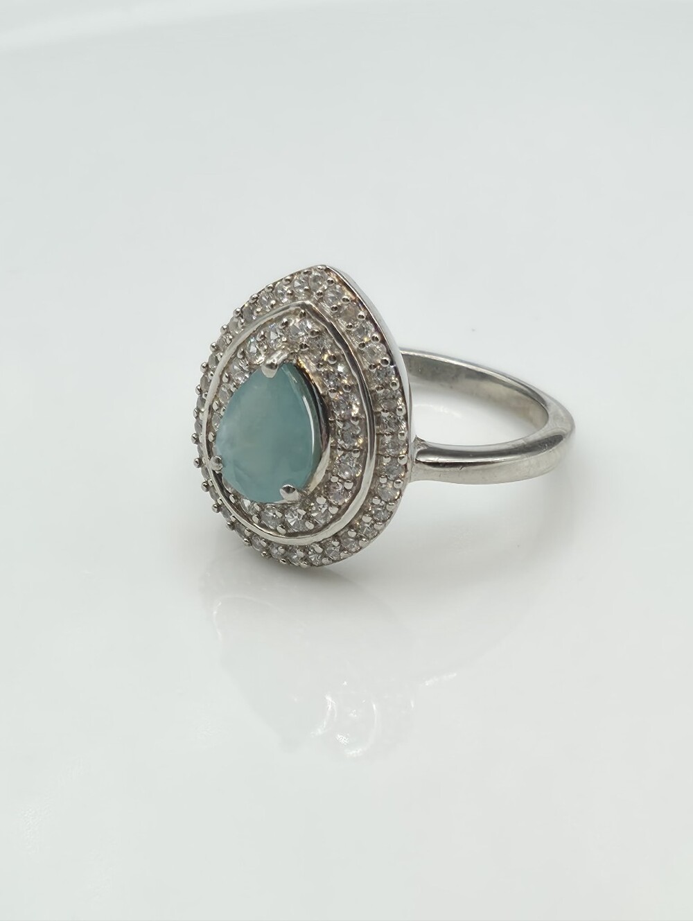 NWT Rare Grandidierite And Zircon Double Halo Ring - Picture 3 of 8